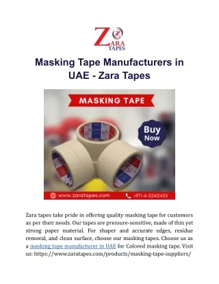 Masking Tape Manufacturers in UAE - Zara Tapes