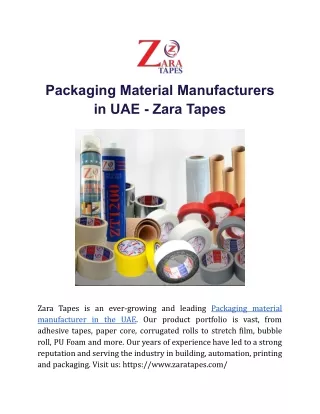 Packaging Material Manufacturers in UAE - Zara Tapes