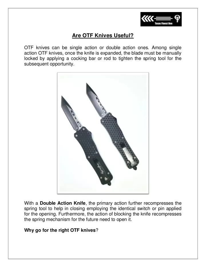 are otf knives useful