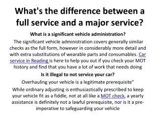 what s the difference between a full service and a major service