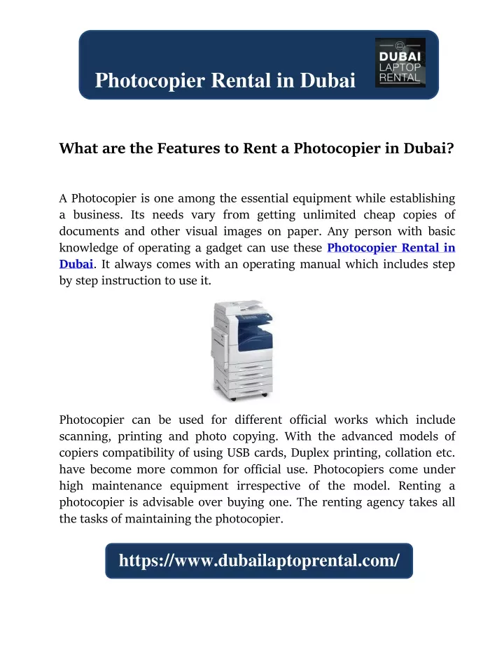 photocopier rental in dubai