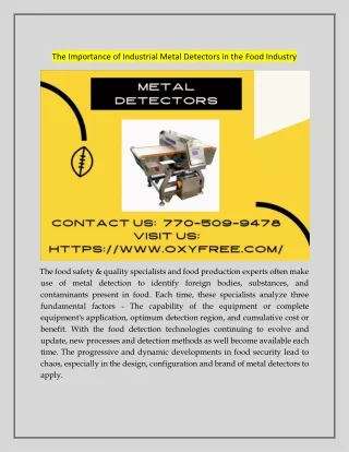 The Importance of Industrial Metal Detectors In The Food Industry