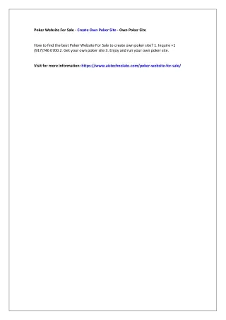 poker website for sale create own poker site