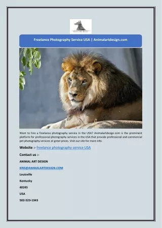 Freelance Photography Service USA | Animalartdesign.com