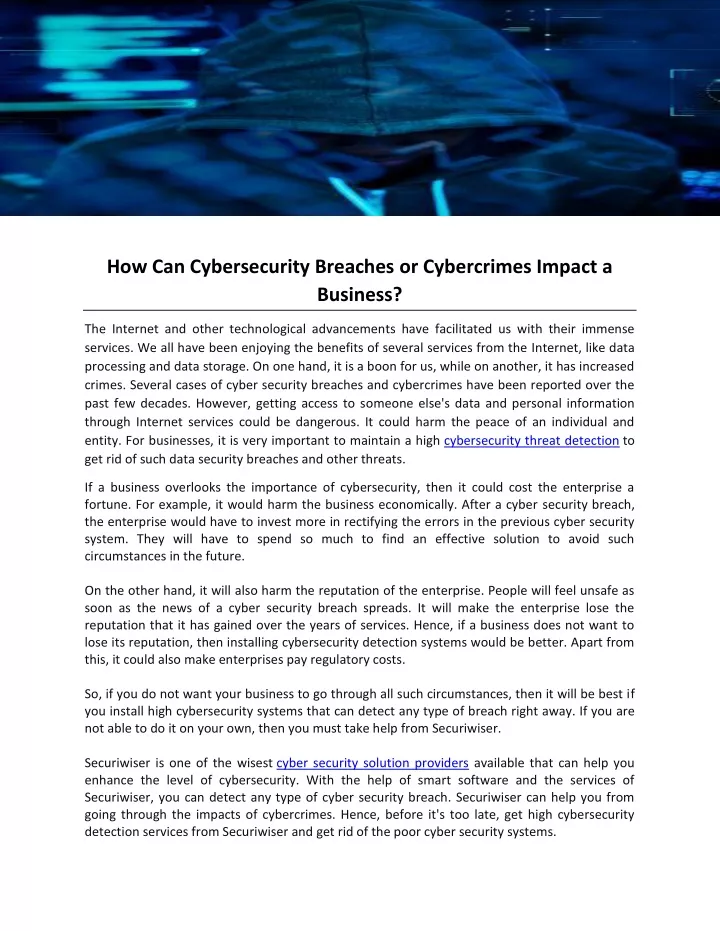 how can cybersecurity breaches or cybercrimes