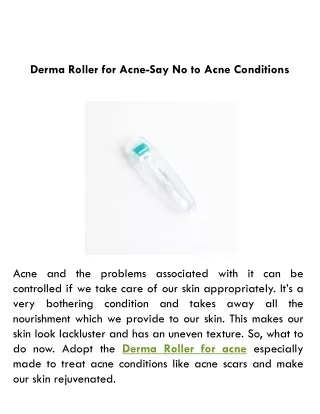 Derma Roller for Acne-Say No to Acne Conditions