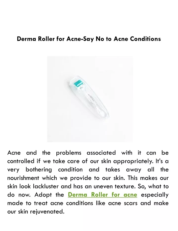 derma roller for acne say no to acne conditions