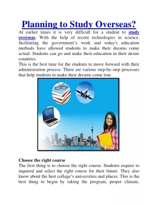 Planning to Study Overseas
