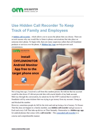 Use Hidden Call Recorder To Keep Track of Family and Employees