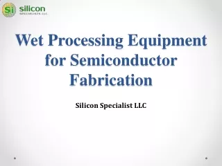 Wet Processing Equipment for Semiconductor Fabrication