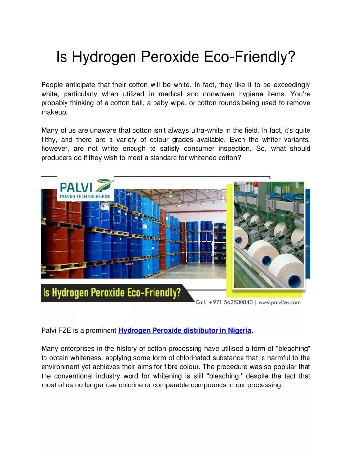 is hydrogen peroxide eco friendly