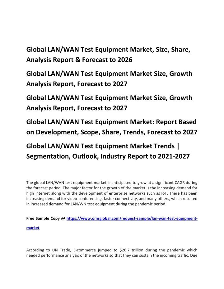 global lan wan test equipment market size share