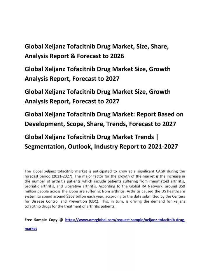 global xeljanz tofacitnib drug market size share