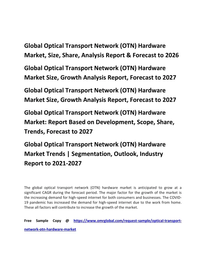 global optical transport network otn hardware
