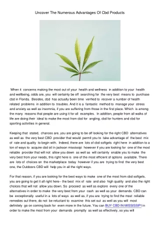 uncover the numerous advantages of cbd products