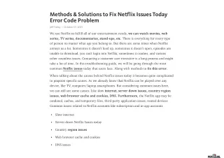 Methods & Solutions to Fix Netflix Issues Today Error Code Problem