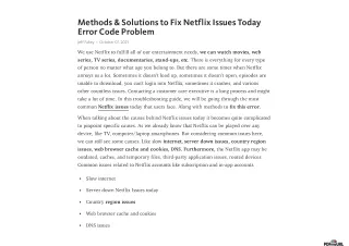 methods solutions to fix netflix issues today