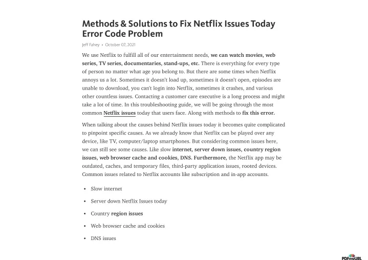 methods solutions to fix netflix issues today