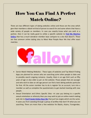 how you can find a perfect match online