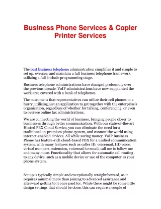 Business Phone Services & Copier Printer Services