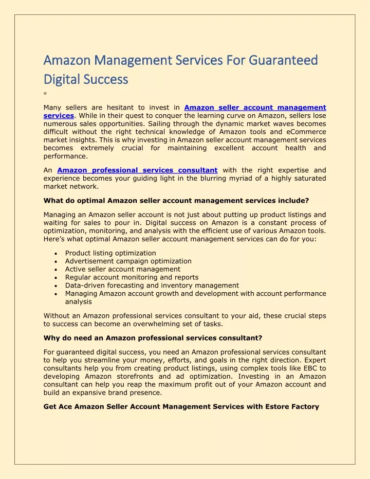 amazon management services for guaranteed amazon