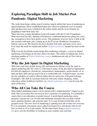 exploring paradigm shift in job market post