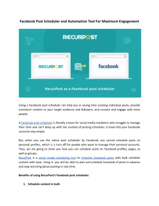 Best Facebook Post Scheduler - RecurPost