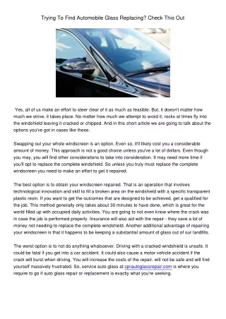 trying to find automobile glass replacing check