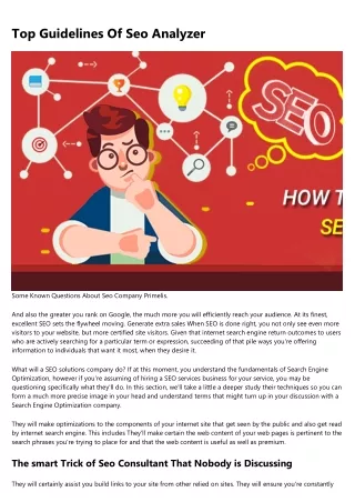 top guidelines of seo analyzer