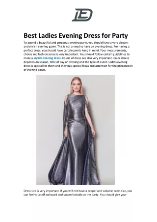 Best Ladies Evening Dress for Party