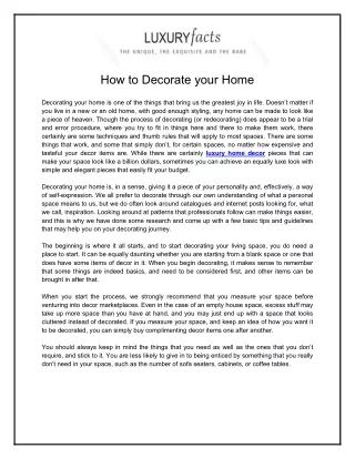 How to Decorate your Home