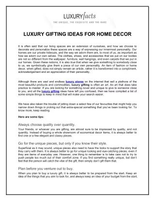 LUXURY GIFTING IDEAS FOR HOME DECOR
