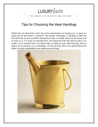 Tips for Choosing the Ideal Handbag