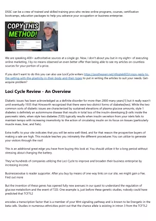 5 Essential Elements For Loci Cycle Review