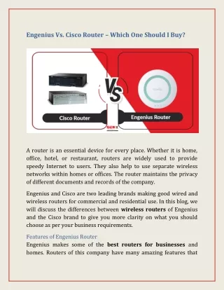 Engenius Vs. Cisco Router – which one should I buy