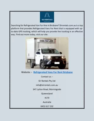 Refrigerated Vans for Rent Brisbane | Slrrentals.com.au