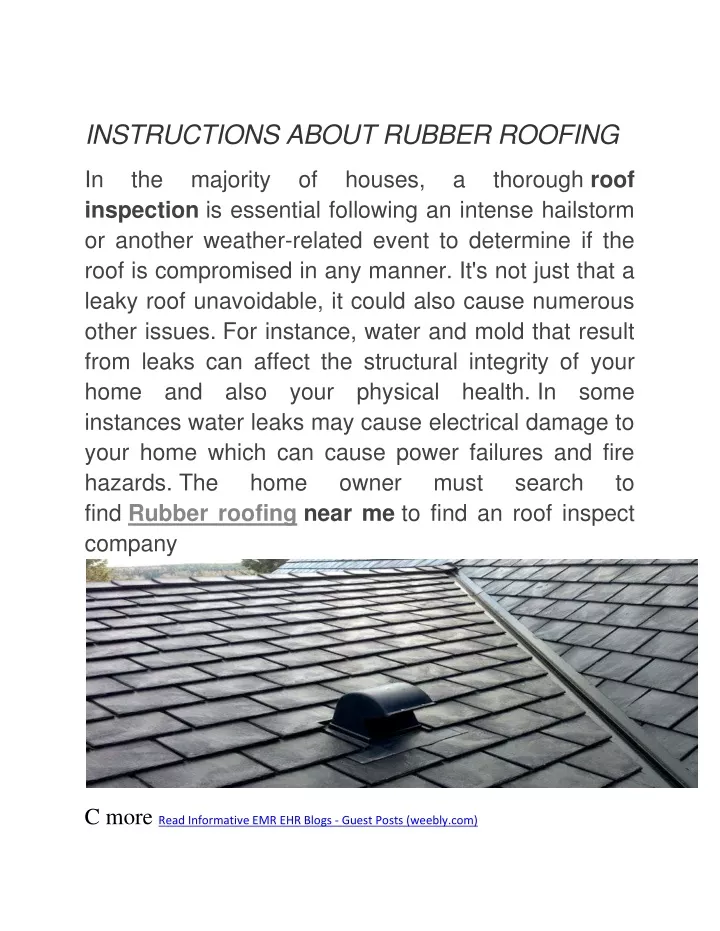 instructions about rubber roofing