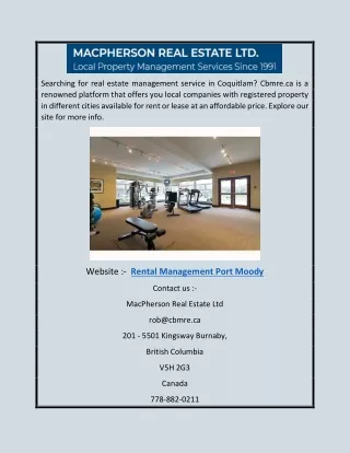 Rental Management Port Moody | Cbmre.ca