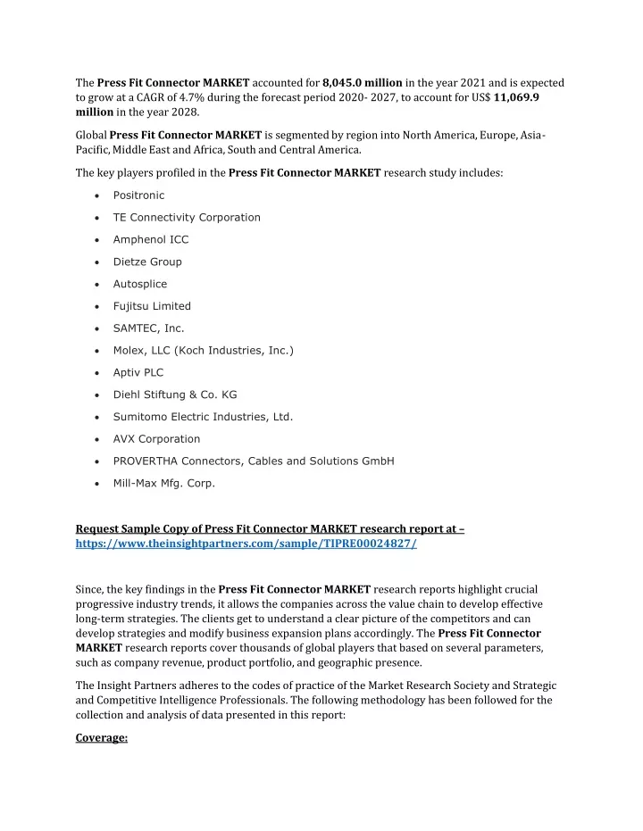 the press fit connector market accounted