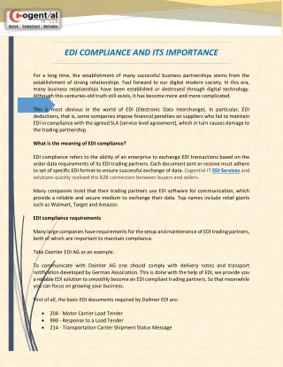 EDI COMPLIANCE AND ITS IMPORTANCE
