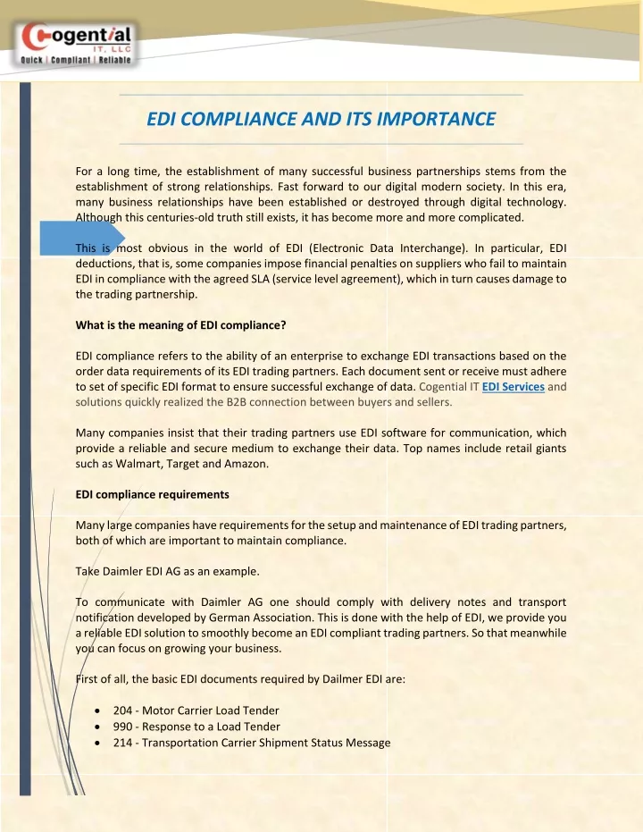 edi compliance and its importance