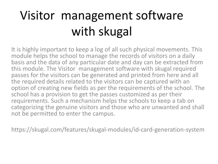 visitor management software with skugal