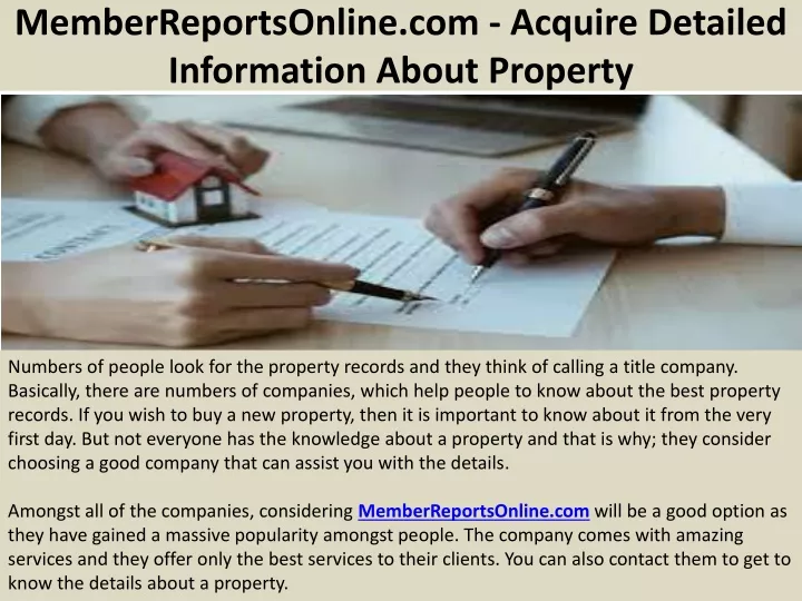 memberreportsonline com acquire detailed information about property