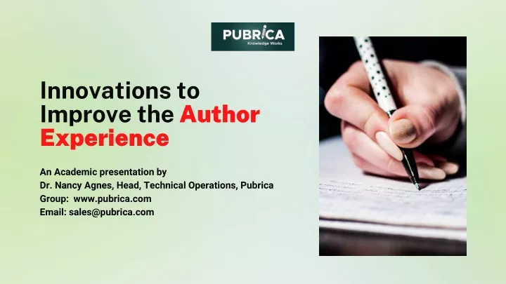 innovations to improve the author experience