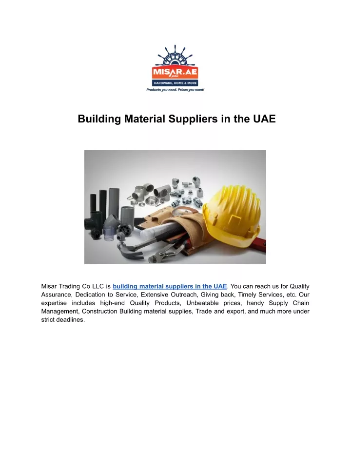 building material suppliers in the uae