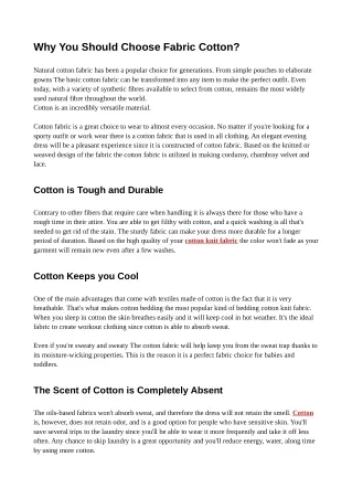 why you should choose fabric cotton