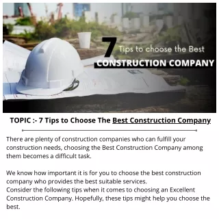 7 tips to choose construction company