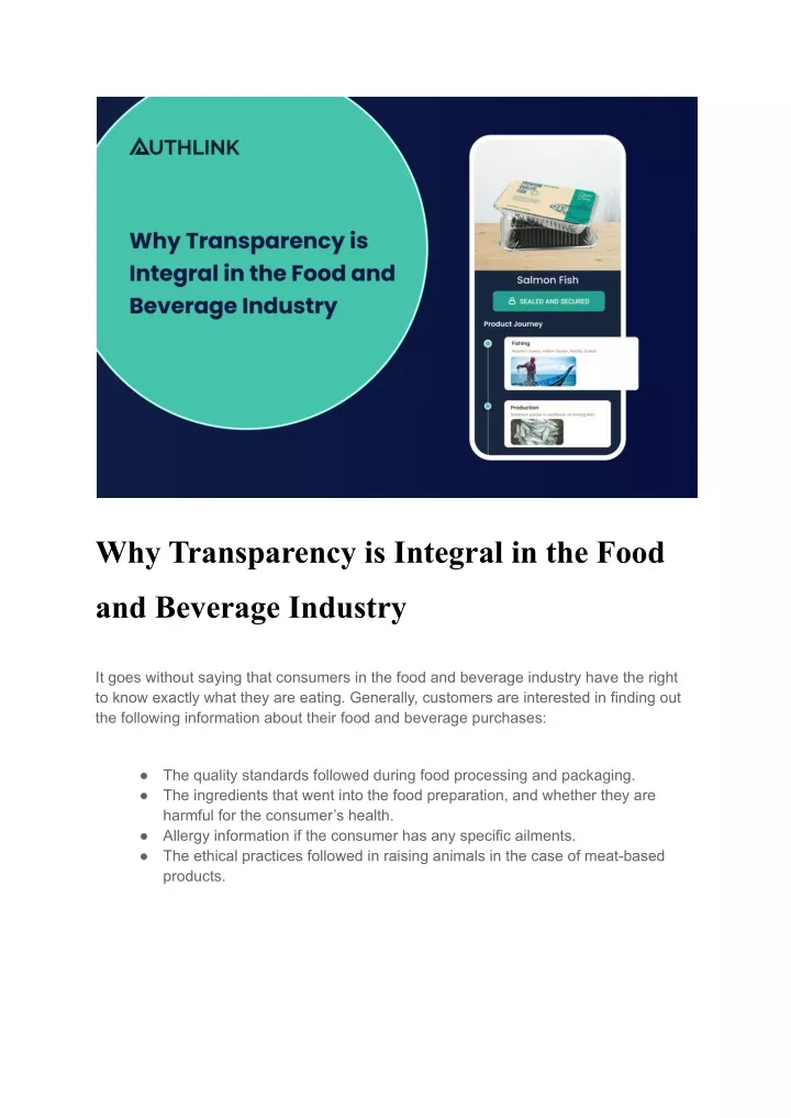 why transparency is integral in the food