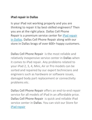 iPad repair in Dallas