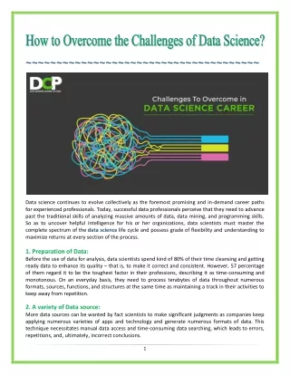 How to Overcome the Challenges of Data Science ?